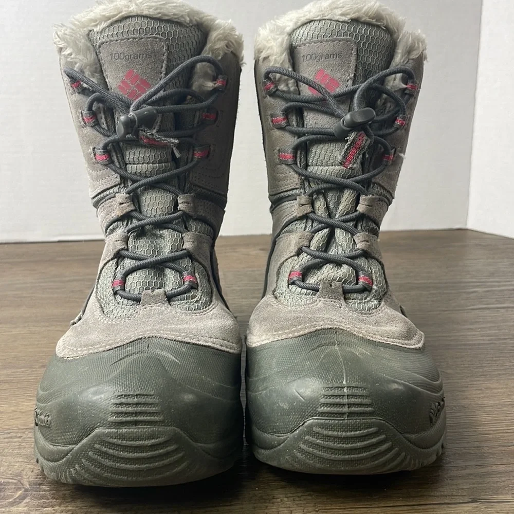 Columbia Girls 100 Grams Waterproof Winter Snow Boots, Grey Pink, size 6